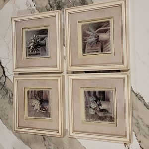 4 shadow box floral pictures